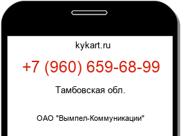 Информация о номере телефона +7 (960) 659-68-99: регион, оператор