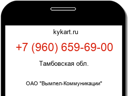 Информация о номере телефона +7 (960) 659-69-00: регион, оператор