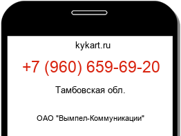 Информация о номере телефона +7 (960) 659-69-20: регион, оператор