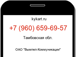 Информация о номере телефона +7 (960) 659-69-57: регион, оператор