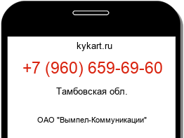 Информация о номере телефона +7 (960) 659-69-60: регион, оператор