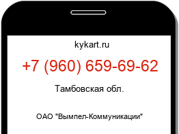 Информация о номере телефона +7 (960) 659-69-62: регион, оператор