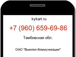 Информация о номере телефона +7 (960) 659-69-86: регион, оператор