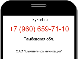 Информация о номере телефона +7 (960) 659-71-10: регион, оператор