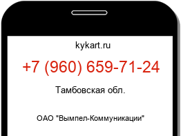 Информация о номере телефона +7 (960) 659-71-24: регион, оператор