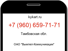 Информация о номере телефона +7 (960) 659-71-71: регион, оператор