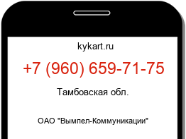 Информация о номере телефона +7 (960) 659-71-75: регион, оператор