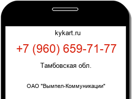Информация о номере телефона +7 (960) 659-71-77: регион, оператор