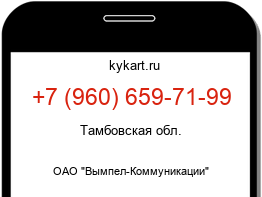 Информация о номере телефона +7 (960) 659-71-99: регион, оператор