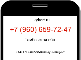Информация о номере телефона +7 (960) 659-72-47: регион, оператор