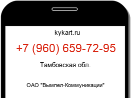 Информация о номере телефона +7 (960) 659-72-95: регион, оператор