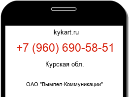 Информация о номере телефона +7 (960) 690-58-51: регион, оператор