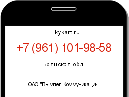 Информация о номере телефона +7 (961) 101-98-58: регион, оператор
