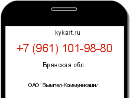 Информация о номере телефона +7 (961) 101-98-80: регион, оператор