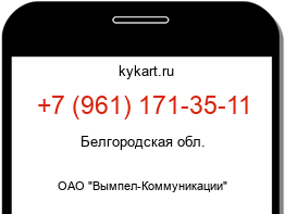 Информация о номере телефона +7 (961) 171-35-11: регион, оператор