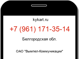 Информация о номере телефона +7 (961) 171-35-14: регион, оператор