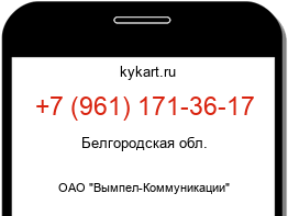 Информация о номере телефона +7 (961) 171-36-17: регион, оператор