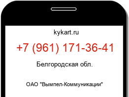 Информация о номере телефона +7 (961) 171-36-41: регион, оператор