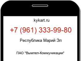 Информация о номере телефона +7 (961) 333-99-80: регион, оператор