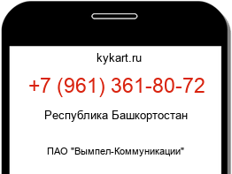 Информация о номере телефона +7 (961) 361-80-72: регион, оператор