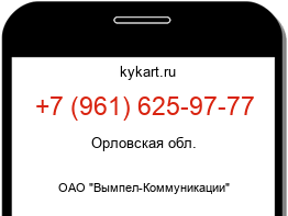 Информация о номере телефона +7 (961) 625-97-77: регион, оператор