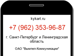Информация о номере телефона +7 (962) 353-96-87: регион, оператор