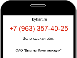 Информация о номере телефона +7 (963) 357-40-25: регион, оператор