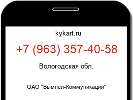 Информация о номере телефона +7 (963) 357-40-58: регион, оператор