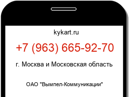 Информация о номере телефона +7 (963) 665-92-70: регион, оператор