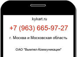 Информация о номере телефона +7 (963) 665-97-27: регион, оператор