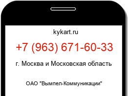 Информация о номере телефона +7 (963) 671-60-33: регион, оператор