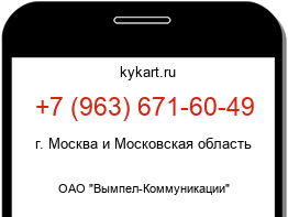 Информация о номере телефона +7 (963) 671-60-49: регион, оператор
