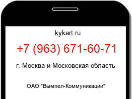 Информация о номере телефона +7 (963) 671-60-71: регион, оператор