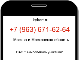 Информация о номере телефона +7 (963) 671-62-64: регион, оператор