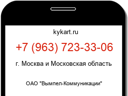 Информация о номере телефона +7 (963) 723-33-06: регион, оператор
