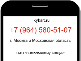 Информация о номере телефона +7 (964) 580-51-07: регион, оператор