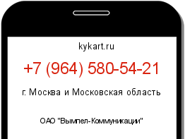 Информация о номере телефона +7 (964) 580-54-21: регион, оператор