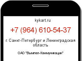 Информация о номере телефона +7 (964) 610-54-37: регион, оператор
