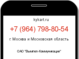 Информация о номере телефона +7 (964) 798-80-54: регион, оператор