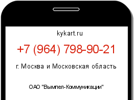 Информация о номере телефона +7 (964) 798-90-21: регион, оператор