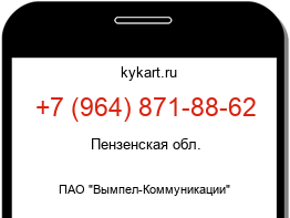 Информация о номере телефона +7 (964) 871-88-62: регион, оператор