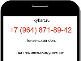 Информация о номере телефона +7 (964) 871-89-42: регион, оператор