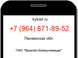 Информация о номере телефона +7 (964) 871-89-52: регион, оператор