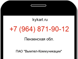 Информация о номере телефона +7 (964) 871-90-12: регион, оператор
