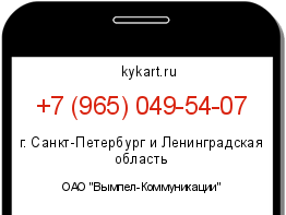 Информация о номере телефона +7 (965) 049-54-07: регион, оператор