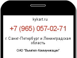 Информация о номере телефона +7 (965) 057-02-71: регион, оператор