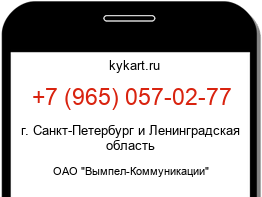 Информация о номере телефона +7 (965) 057-02-77: регион, оператор