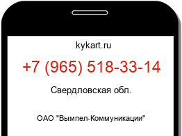 Информация о номере телефона +7 (965) 518-33-14: регион, оператор