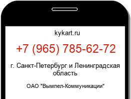 Информация о номере телефона +7 (965) 785-62-72: регион, оператор