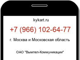 Информация о номере телефона +7 (966) 102-64-77: регион, оператор